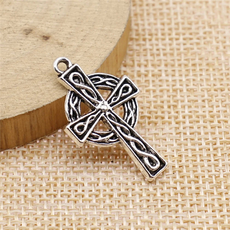 80pcs Cross Charms 17x30mm DIY Metal Jewelry Making Antique Silver