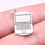 80pcs Antique Silver Computer Charms 3D Laptop Pendants