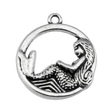 80pcs 23mm Mermaid Round Pendant Charm for Jewelry Making