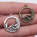 80pcs 23mm Mermaid Round Pendant Charm for Jewelry Making
