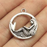 80pcs 23mm Mermaid Round Pendant Charm for Jewelry Making
