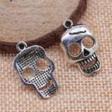80pcs Antique Silver Skull Pendant Charms 23x12mm for Jewelry Making