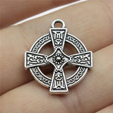 80pcs Antique Silver Round Cross Pendant for Jewelry Making