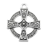 80pcs Antique Silver Round Cross Pendant for Jewelry Making