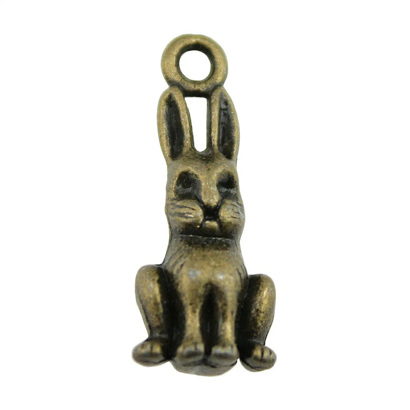 80pcs 3D Rabbit Charm For Jewelry Making Antique Silver Antique Bronze DIY