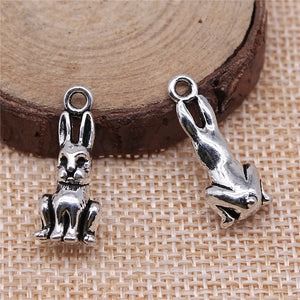 80pcs 3D Rabbit Charm For Jewelry Making Antique Silver Antique Bronze DIY