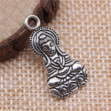 80pcs 26x13mm Guanyin Buddha Charm Antique Silver Bronze for Jewelry Making