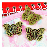 80pcs Butterfly Charms Pendant DIY Bracelet Necklace Antique Bronze Plated