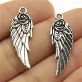 80pcs 30x12mm Flower Angel Wings Pendant Double Sided Flower Wing