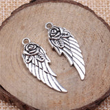80pcs 30x12mm Flower Angel Wings Pendant Double Sided Flower Wing