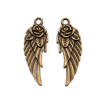 80pcs 30x12mm Flower Angel Wings Pendant Double Sided Flower Wing