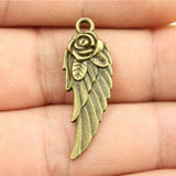 80pcs 30x12mm Flower Angel Wings Pendant Double Sided Flower Wing