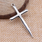 80pcs Antique Silver Cross Charm Sword Pendant