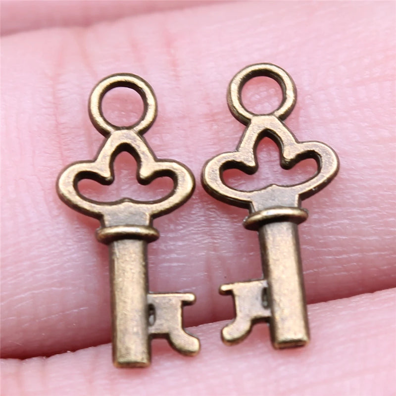 80pcs 8x16mm Key Charms Pendants DIY Jewelry Findings Accessories