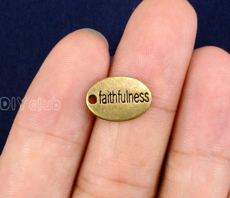 80pcs Antique Bronze 2 Sided Faithfulness Charms Pendant 14x10mm