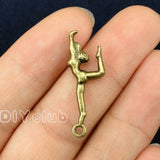 80pcs Gymnastics Charms Pendant 30x10mm Antique Bronze 2 Sided