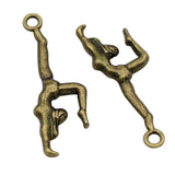 80pcs Gymnastics Charms Pendant 30x10mm Antique Bronze 2 Sided