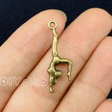 80pcs Gymnastics Charms Pendant 30x10mm Antique Bronze 2 Sided