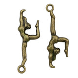 80pcs Gymnastics Charms Pendant 30x10mm Antique Bronze 2 Sided