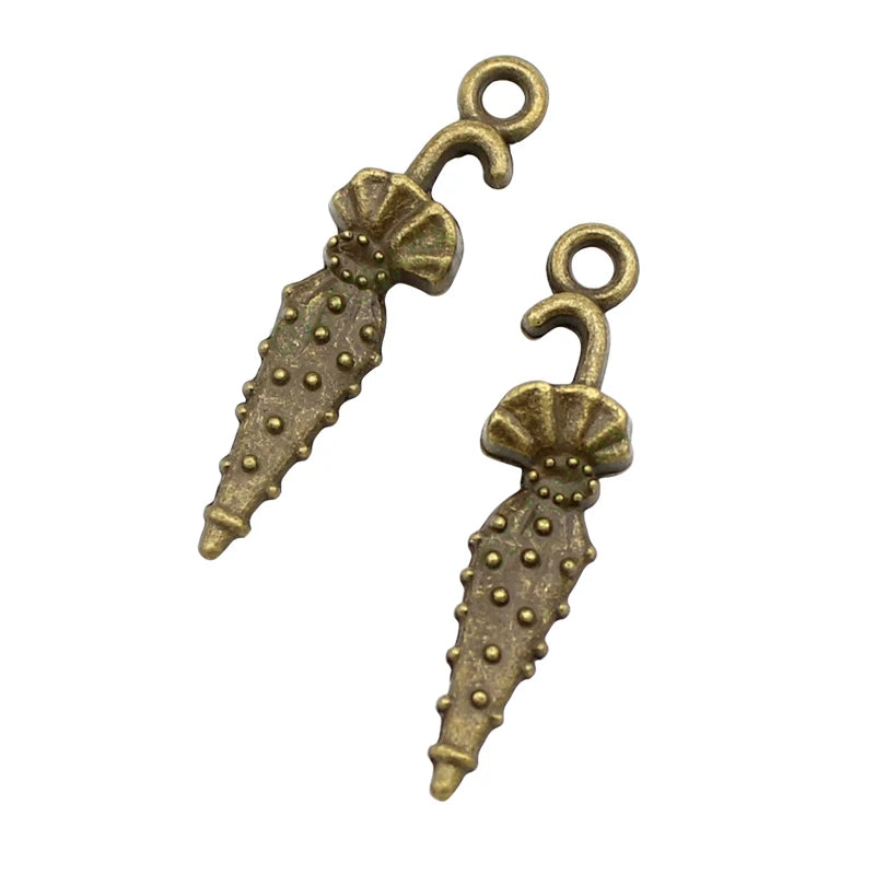 80pcs Antique Bronze Umbrella Charms Pendant 28x7mm