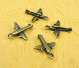 80pcs Antique Bronze Aircraft Charms Pendant