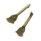 80pcs Antique Bronze Broom Charms Pendants 27x9mm