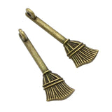80pcs Antique Bronze Broom Charms Pendants 27x9mm
