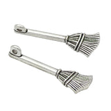 80pcs Antique Bronze Broom Charms Pendants 27x9mm