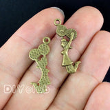 80pcs Antique Bronze Cheerleader Charms Pendant