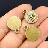80pcs Antique Bronze Crown Charms Pendant 19x15mm