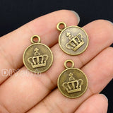 80pcs Antique Bronze Crown Charms Pendant 19x15mm