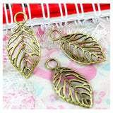 80pcs Antique Bronze Plated Leaf Charms Necklace Pendant for Jewelry Making