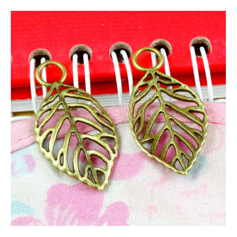 80pcs Antique Bronze Plated Leaf Charms Necklace Pendant for Jewelry Making
