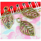 80pcs Antique Bronze Plated Leaf Charms Necklace Pendant for Jewelry Making