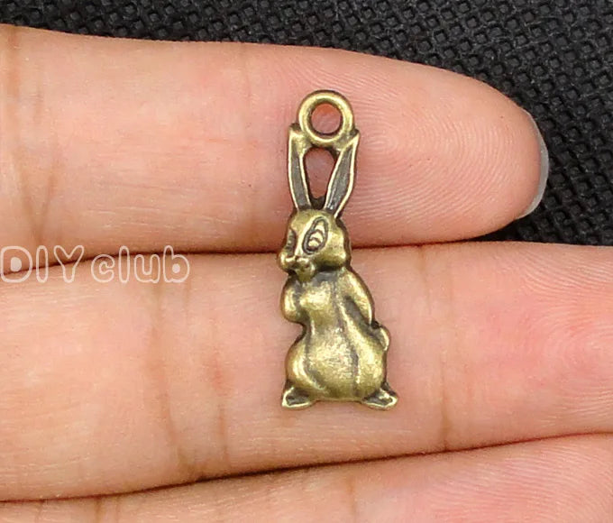 80pcs Antique Bronze Rabbit Charms Pendant for Jewelry Making