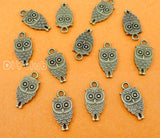 80pcs Owl Charms Antique Bronze Tone Double Sided 18x9mm
