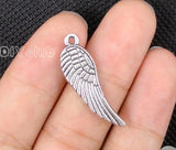 80pcs Tibetan Silver 2-Sided Angel Wing Charms Pendant