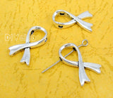 80pcs Tibetan Silver Breast Cancer Ribbon Bead Charms 20x13mm