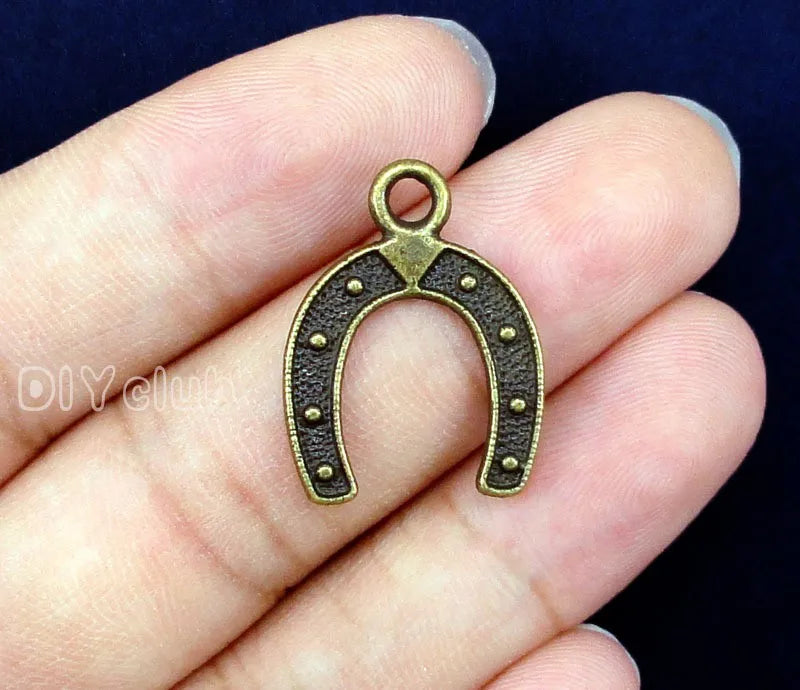 80pcs Tibetan Silver/Bronze HorseShoe Charms Pendant 23x18mm