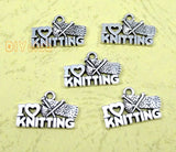 80pcs Tibetan Silver I Love Knitting Charms DIY Supplies
