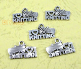 80pcs Tibetan Silver I Love Knitting Charms DIY Supplies