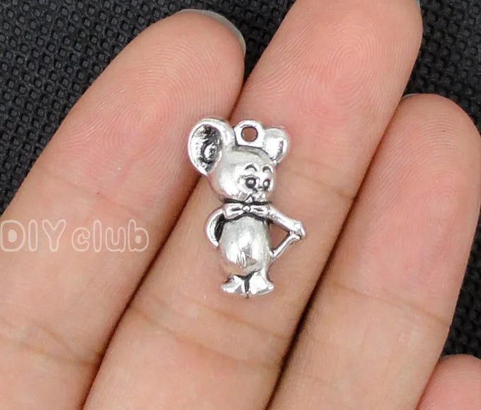 80pcs Tibetan Silver Mouse Charms Pendant