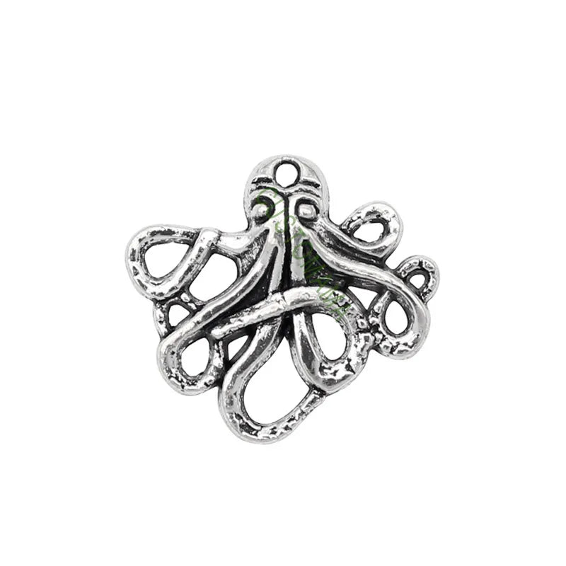 80pcs Tibetan Silver Octopus Charms Pendants 23x20mm