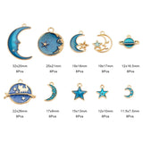 80pcs Starry Sky Alloy Enamel Pendants Moon Sun Charms DIY Crafts Decor