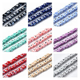 80pc Glazed Porcelain Cube Beads with Evil Eye for Jewelry Making