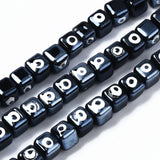 80pc Glazed Porcelain Cube Beads with Evil Eye for Jewelry Making