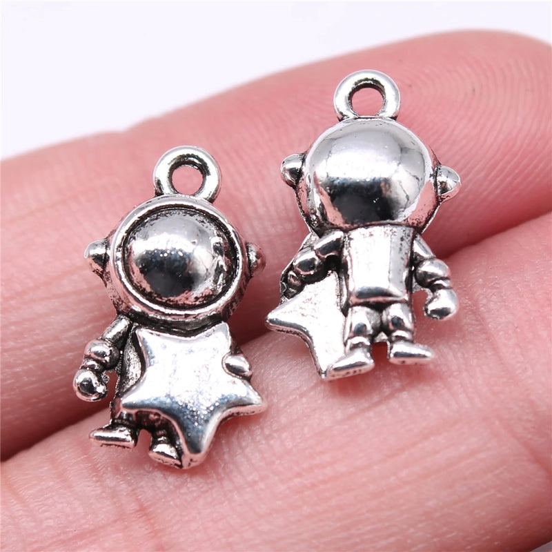 80pcs Astronaut Charms 18x10mm DIY Jewelry Findings Antique Silver Alloy