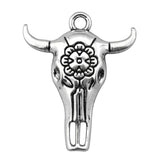 80pcs Antique Silver Skull Bull Ox Star Charms 32x26mm Cattle Skull Pendants