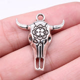 80pcs Antique Silver Skull Bull Ox Star Charms 32x26mm Cattle Skull Pendants