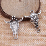 80pcs Antique Silver Skull Bull Ox Star Charms 32x26mm Cattle Skull Pendants